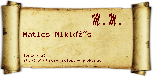 Matics Miklós névjegykártya